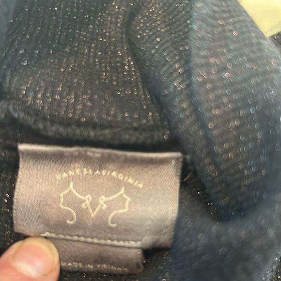 Anthropologie Vanessa Virginia, black/gold, metallic turtleneck sweater XS - Picture 7 of 11